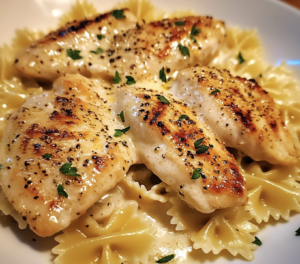 Lemon Garlic Chicken with Creamy Bowtie Pasta – Beth's Quick Bites